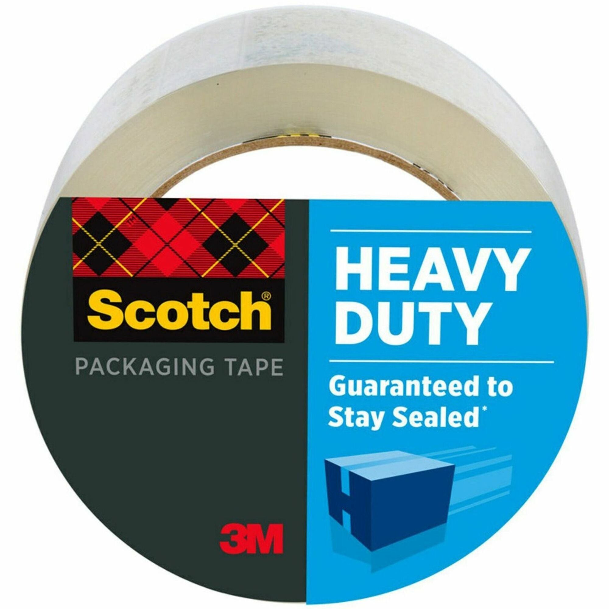 Scotch Heavy-Duty Shipping/Packaging Tape, Clear, 1.88" x 54.60 yd x 3.1 mil, 3" Core, Synthetic Rubber Resin, Split/Tear/Breakage Resistant, 1 Roll