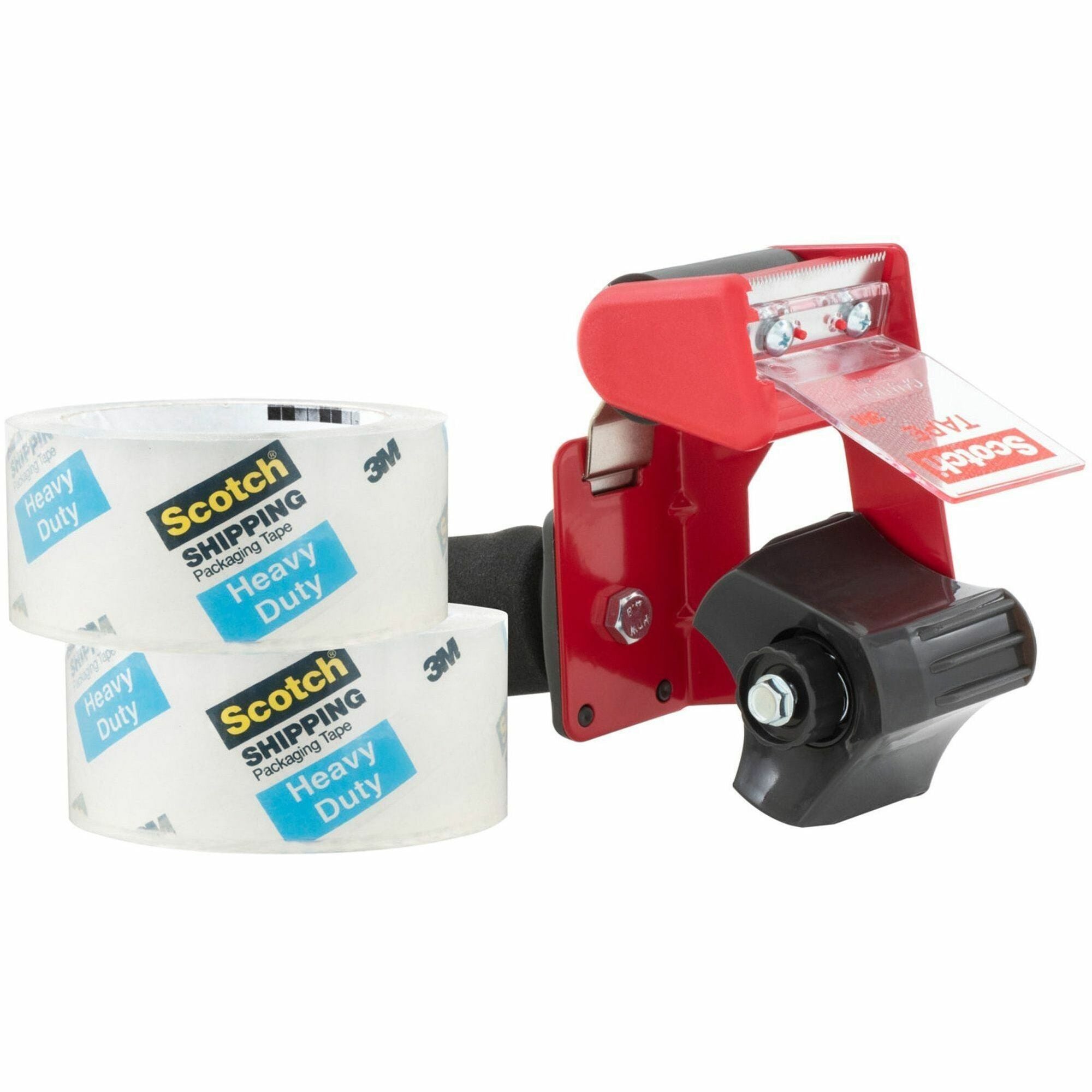 Scotch Heavy-Duty Shipping/Packaging Tape, Clear, 1.88" x 54.60 yd, 3.1 mil Thickness, 3" Core, Synthetic Rubber Resin, Pistol Grip Dispenser Included, 2 Pack