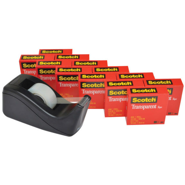 27.78 yd Length x 0.75" Width - 1" Core - Clear - Dispenser Included - Desktop Dispenser - Moisture Resistant, Stain Resistant, Long Lasting - For Multipurpose, Label Protection, Wrapping, Mending - 12 / Pack