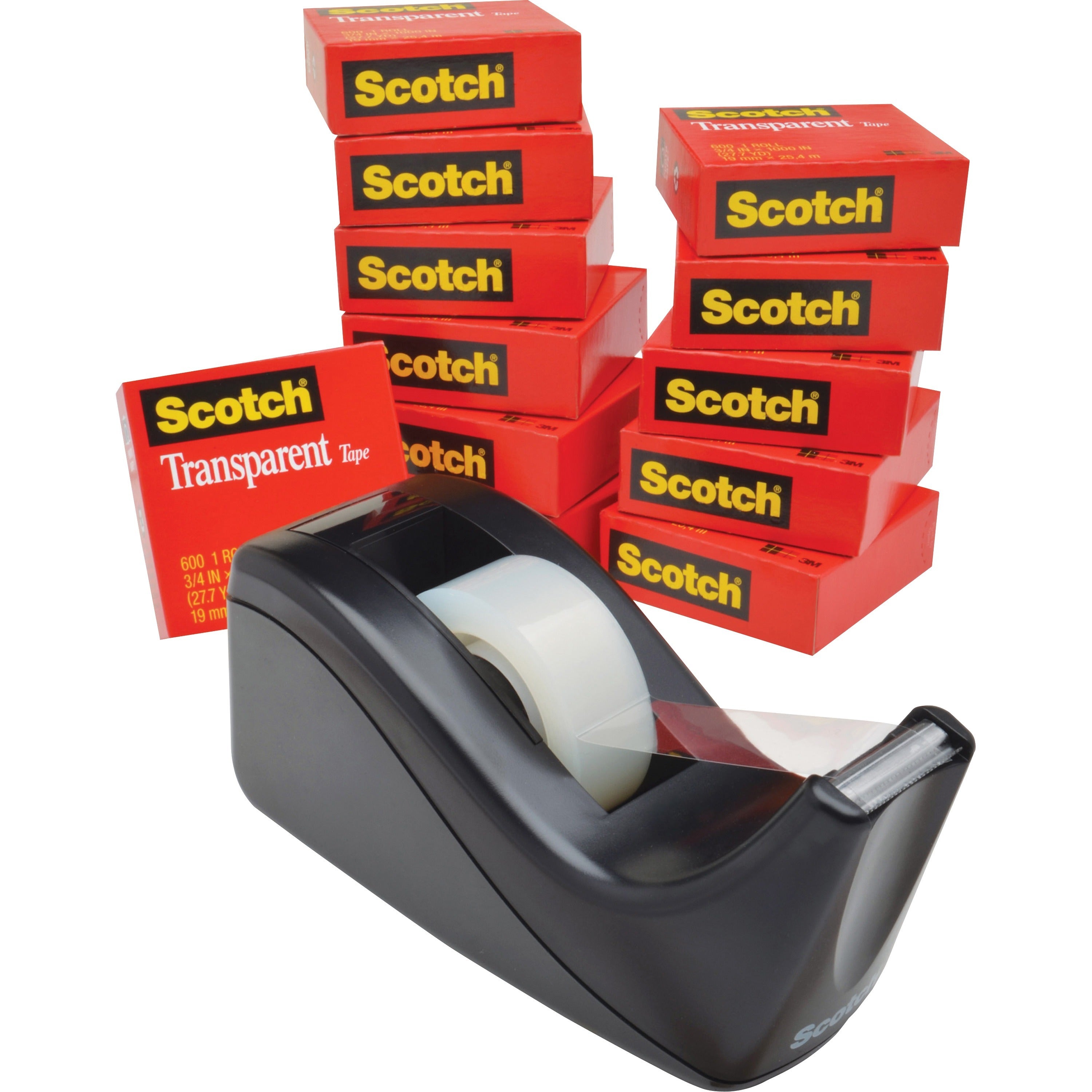27.78 yd Length x 0.75" Width - 1" Core - Clear - Dispenser Included - Desktop Dispenser - Moisture Resistant, Stain Resistant, Long Lasting - For Multipurpose, Label Protection, Wrapping, Mending - 12 / Pack
