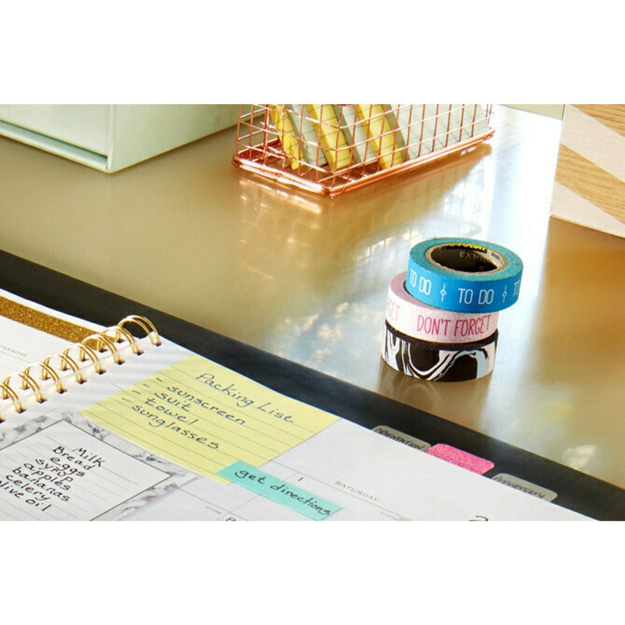 Post-it&reg; Lined Notes - 600 x Canary Yellow - 3" Flag/Note Width x 3" Flag/Note Length - Square - 100 Sheets per Pad - Ruled - Yellow - Paper - Self-adhesive, Repositionable, Removable - 6 / Pack