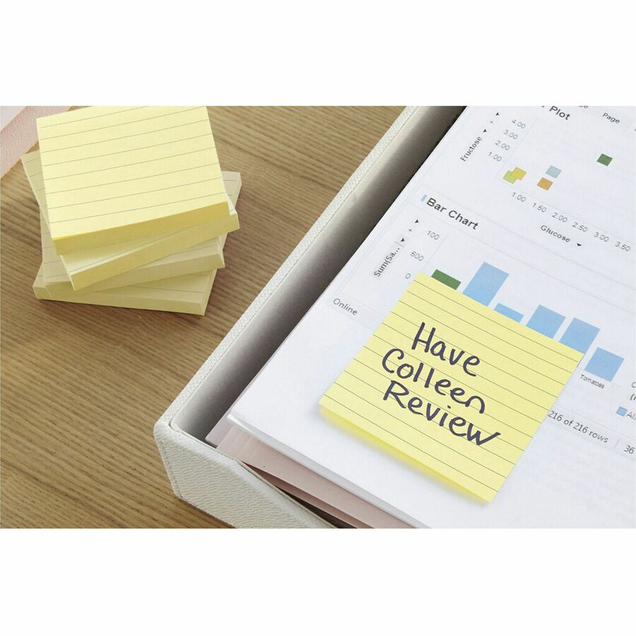 1200 x Canary Yellow - 3" Flag/Note Width x 5" Flag/Note Length - Rectangle - 100 Sheets per Pad - Ruled - Canary Yellow - Paper - Self-adhesive, Repositionable, Recyclable - 1 Pack
