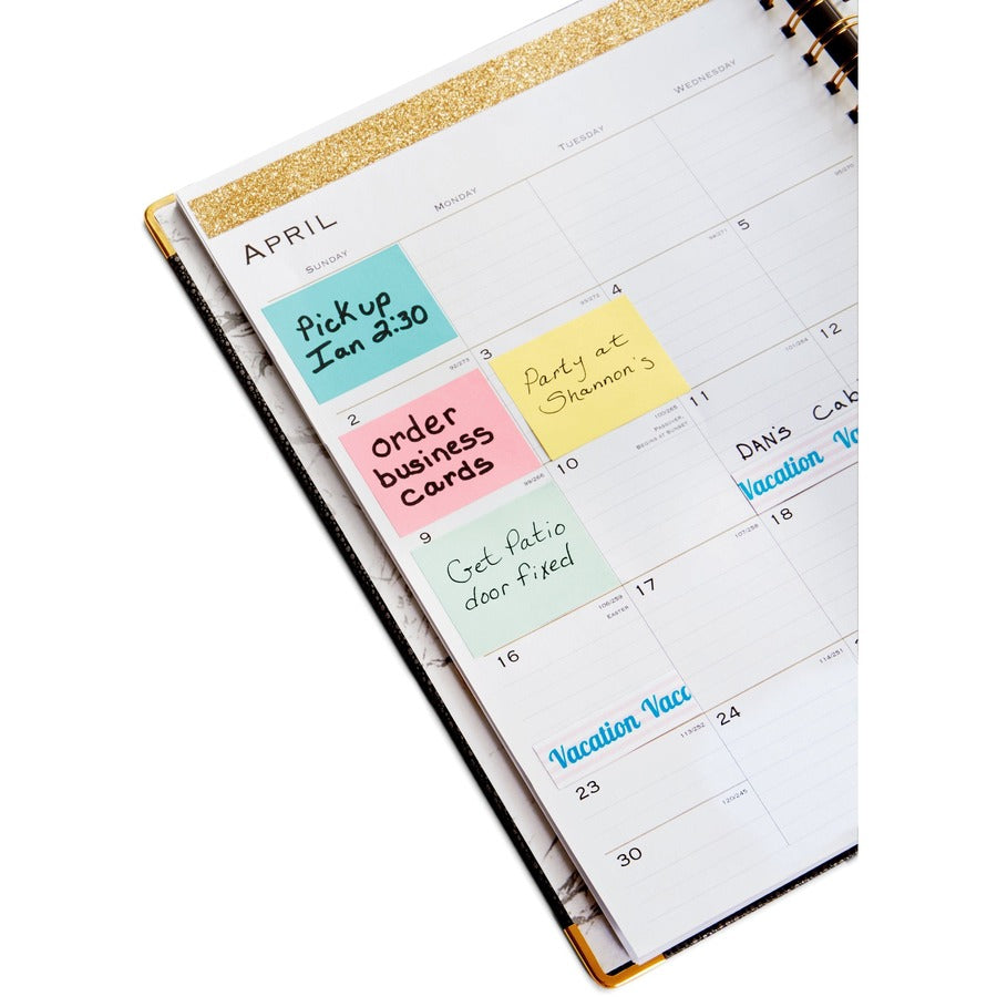 Post-it Notes Beachside Café Color Collection, 1 3/8" x 1 7/8", 100 Sheets per Pad, 12 Pads per Pack, 1200 Notes, Fresh Mint, Aqua Splash, Sunnyside, Papaya Fizz, Guava, Self-adhesive, Repositionable