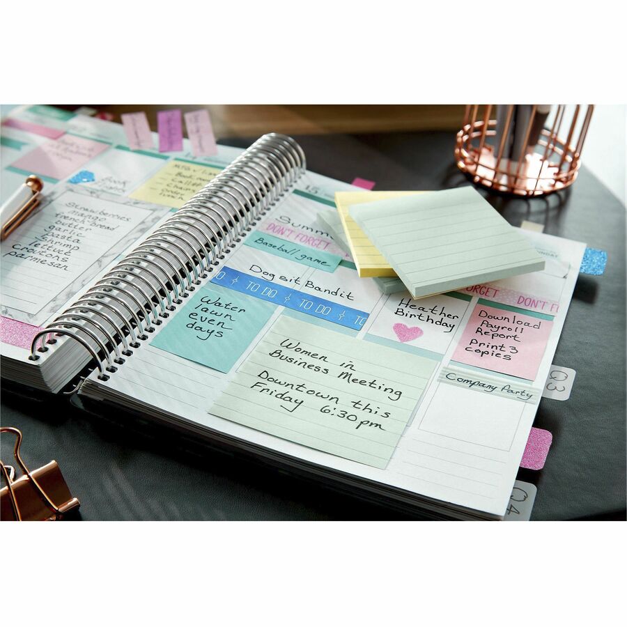 Post-it Notes Beachside Café Color Collection, 1 3/8" x 1 7/8", 100 Sheets per Pad, 12 Pads per Pack, 1200 Notes, Fresh Mint, Aqua Splash, Sunnyside, Papaya Fizz, Guava, Self-adhesive, Repositionable