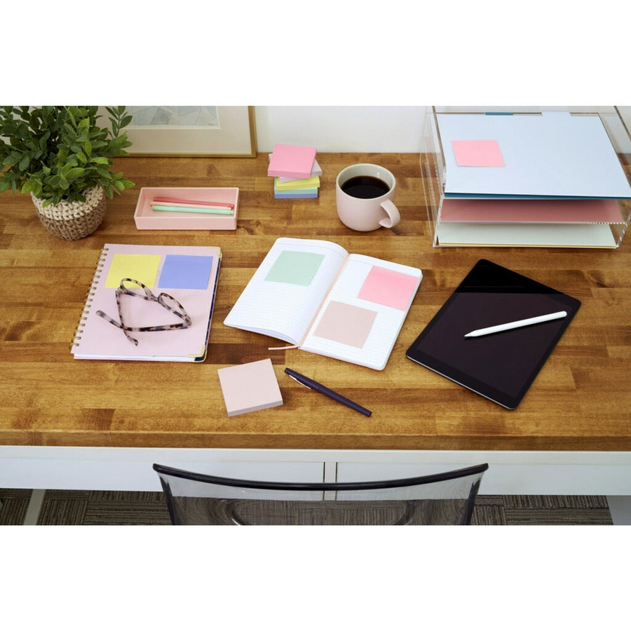 Post-it&reg; Greener Notes - 1200 - 1 1/2" Flag/Note Width x 2" Flag/Note Length - Rectangle - 100 Sheets per Pad - Unruled - Positively Pink, Canary Yellow, Fresh Mint, Moonstone - Paper - Self-adhesive, Repositionable - Recycled - 1 Pack