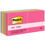 Post-it Notes Poptimistic Color Collection, 3" x 3", Square, Unruled, 100 Sheets per Pad, 14 Pads/Pack, Multicolor (Power Pink, Vital Orange, Aqua Splash, Guava, Acid Lime, Neon Green), Self-adhesive, Repositionable