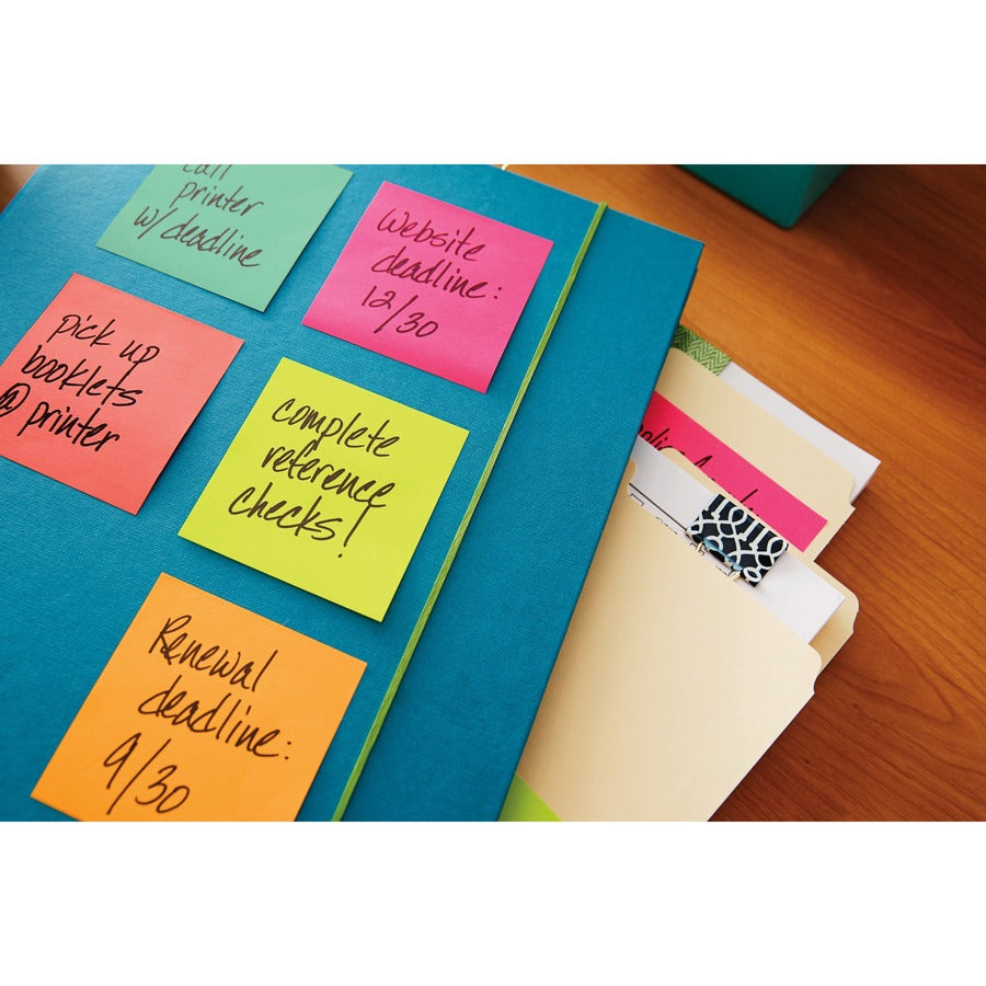 Post-it Notes Poptimistic Color Collection, 3" x 3", Square, Unruled, 100 Sheets per Pad, 14 Pads/Pack, Multicolor (Power Pink, Vital Orange, Aqua Splash, Guava, Acid Lime, Neon Green), Self-adhesive, Repositionable