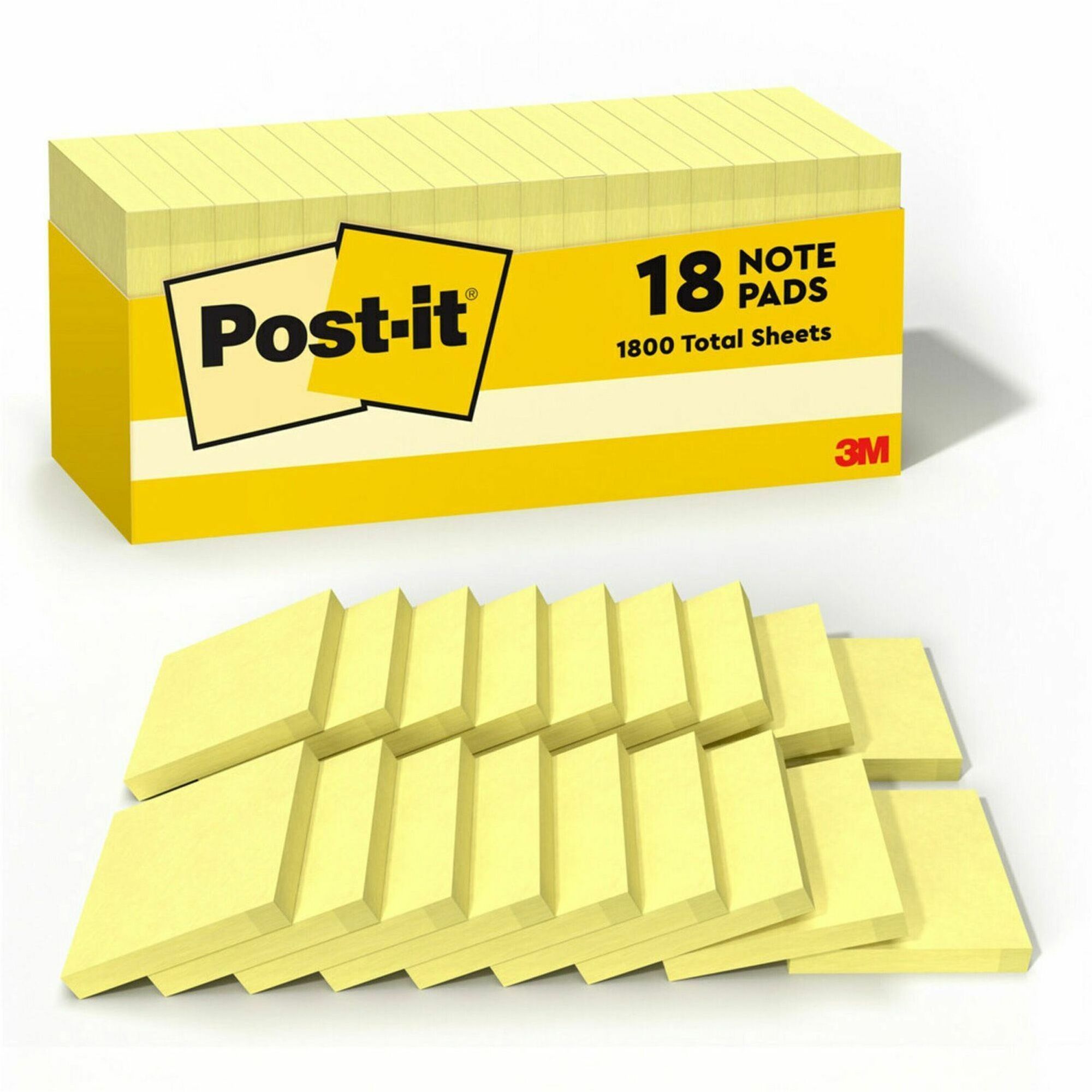 Post-it&reg; Notes Cabinet Pack - 1620 - 3" Flag/Note Width x 3" Flag/Note Length - Square - 90 Sheets per Pad - Unruled - Canary Yellow - Paper - Self-adhesive, Repositionable - 1 Pack