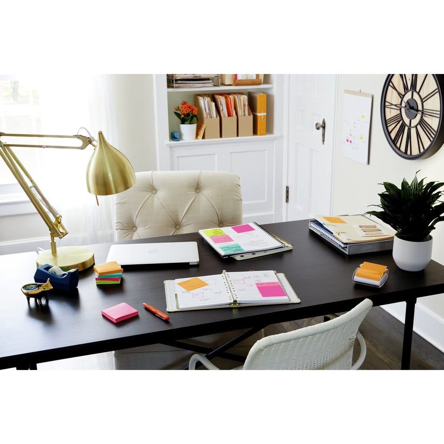 Post-it&reg; Notes - Poptimistic Color Collection - 500 - 3" Flag/Note Width x 3" Flag/Note Length - Square - 100 Sheets per Pad - Unruled - Power Pink, Acid Lime, Aqua Splash, Vital Orange, Guava - Paper - Self-adhesive, Repositionable - 1 Pack