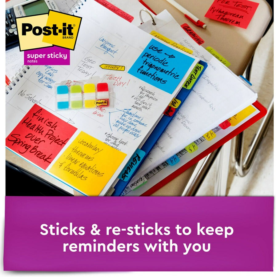 Post-it Super Sticky Notes, Playful Primaries Color Collection, 3" x 3", 90 Sheets per Pad, 5 Pads, Multicolor