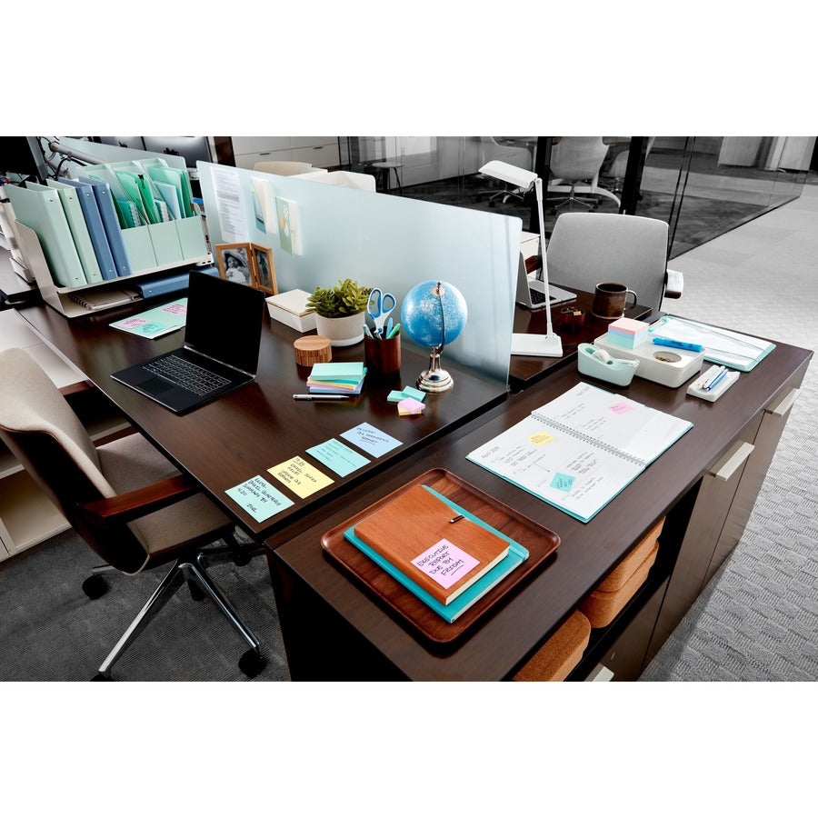 Post-it Notes Beachside Café Color Collection, 3" x 3", Square, 100 Sheets per Pad, 12 Pads/Pack, Fresh Mint, Aqua Splash, Sunnyside, Papaya Fizz, Guava, Self-adhesive, Repositionable