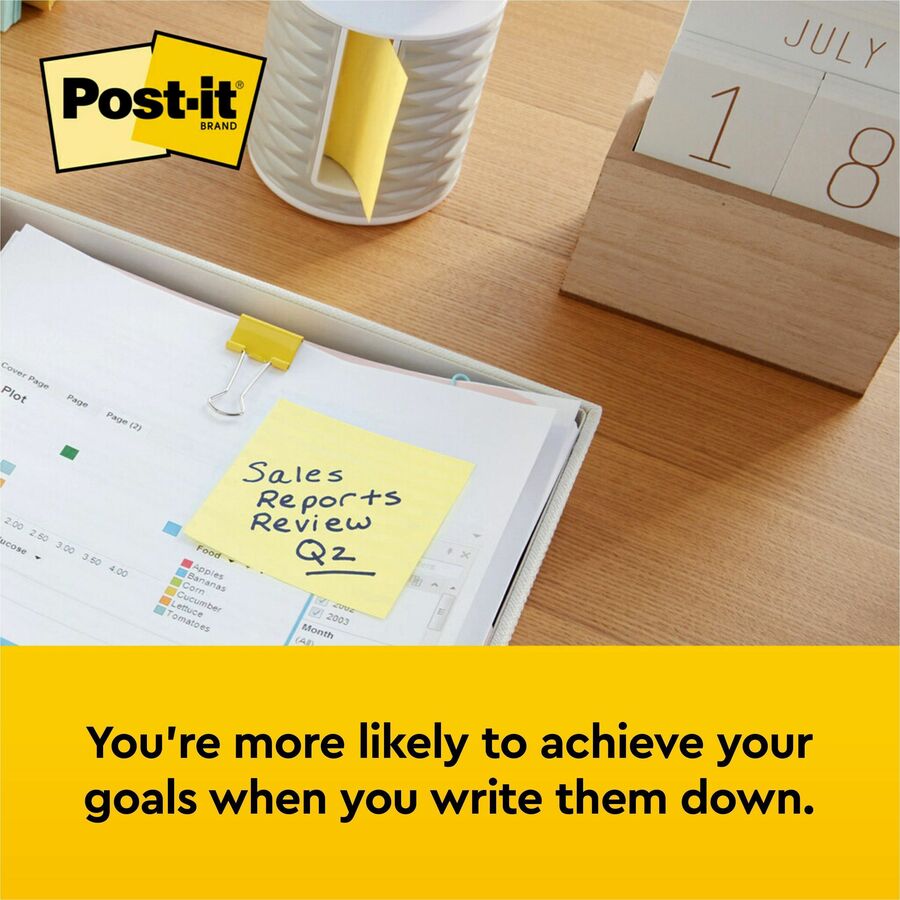 Post-it&reg; Notes Original Notepads - 3" Flag/Note Width x 3" Flag/Note Length - Square - 100 Sheets per Pad - Unruled - Canary Yellow - Paper - Self-adhesive, Repositionable - 1 Pack