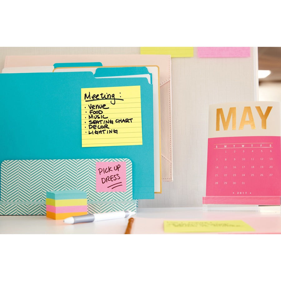 Post-it&reg; Lined Notes - 300 - 4" Flag/Note Width x 4" Flag/Note Length - Square - 300 Sheets per Pad - Ruled - Canary Yellow - Paper - Recyclable - 1 Pad