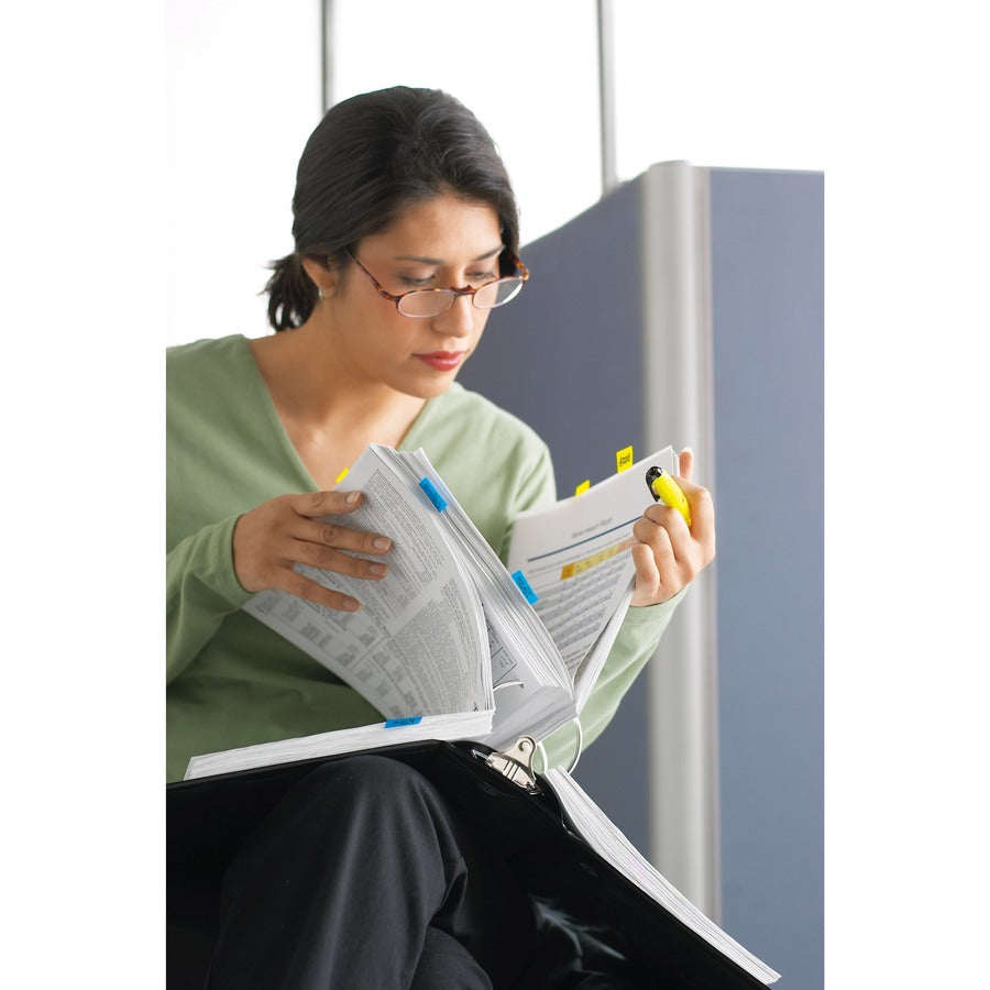 484 - 1" Flag/Note Width x 1 1/2" Flag/Note Length, 1/2" Flag/Note Width x 1 1/2" Flag/Note Length - Rectangle, Arrow - Unruled - Blue, Yellow, Yellow, Green, Pink, Assorted - Self-adhesive, Removable - Dispenser Included - 1 Pack