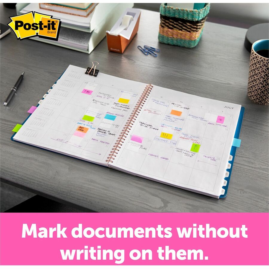 Post-it&reg; Flags Value Pack - 200 - 1" Flag/Note Width x 1 3/4" Flag/Note Length - Rectangle, Arrow - Unruled - Aqua, Yellow, Green, Purple, Pink, Blue - Self-adhesive, Removable - Dispenser Included - 200 / Pack