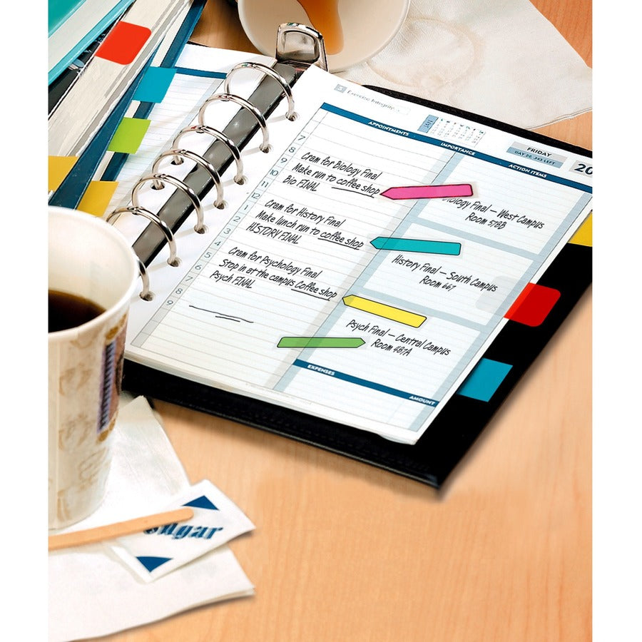 Post-it Arrow Flags, Bright Colors, 1/2" x 1 3/4", 20 Each of Blue, Green, Purple, Red, Yellow, 100 Flags per Pack, Removable, Self-Adhesive, Dispenser Included