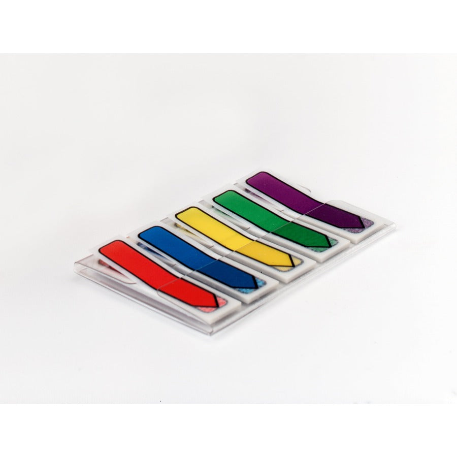 Post-it Arrow Flags, Bright Colors, 1/2" x 1 3/4", 20 Each of Blue, Green, Purple, Red, Yellow, 100 Flags per Pack, Removable, Self-Adhesive, Dispenser Included