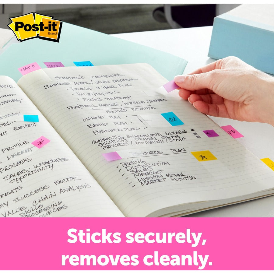 Post-it Arrow Flags, 96 Flags Total (24 Each: Red, Green, Yellow, Blue), 1/2" x 1-3/4", 4 Dispensers Included, Removable, Self-Adhesive, Repositionable
