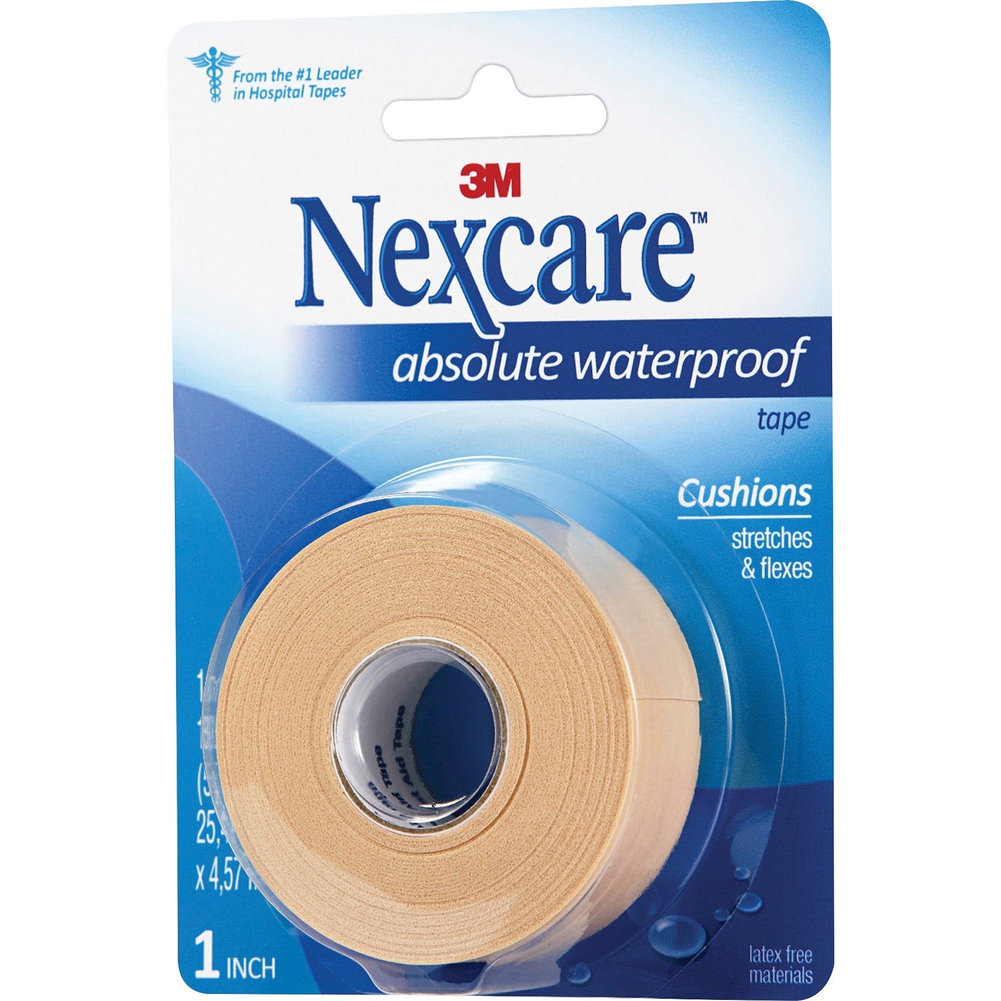 15 ft Length x 1" Width - Aqua - Foam - Dispenser Included - Water Proof - For First Aid - 1 Each