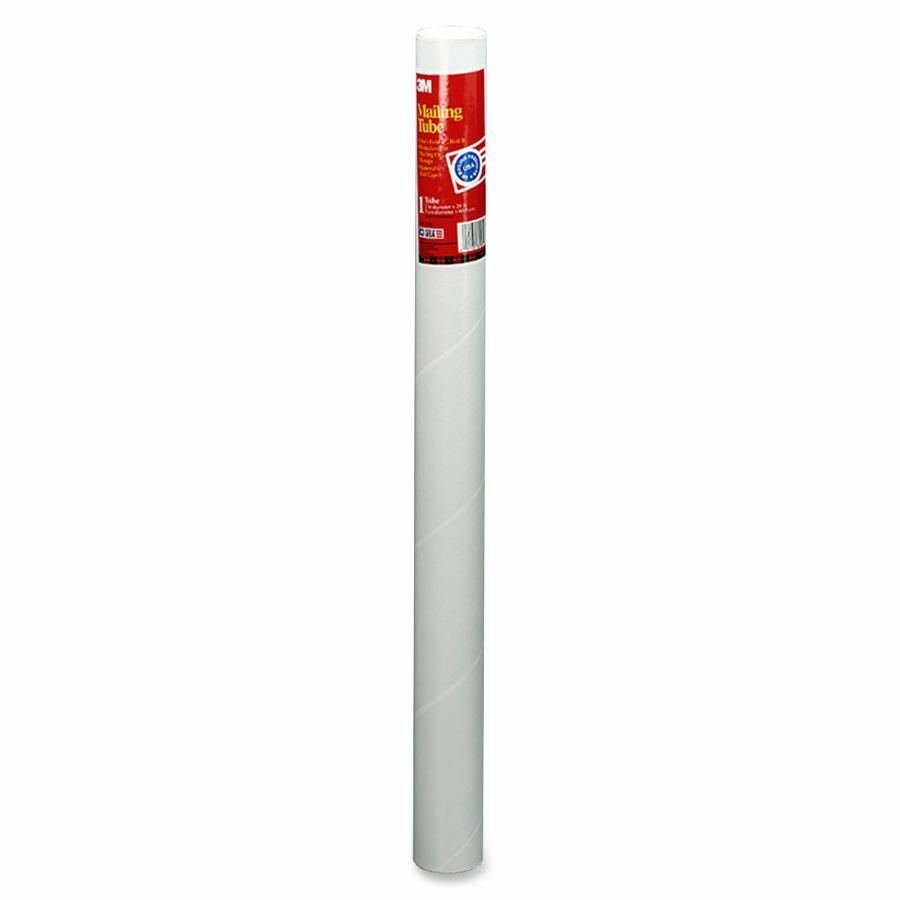 3M Mailing Tubes - 2" Width x 24" Length x 2" Diameter - Removable End Caps - White - 12 / Carton