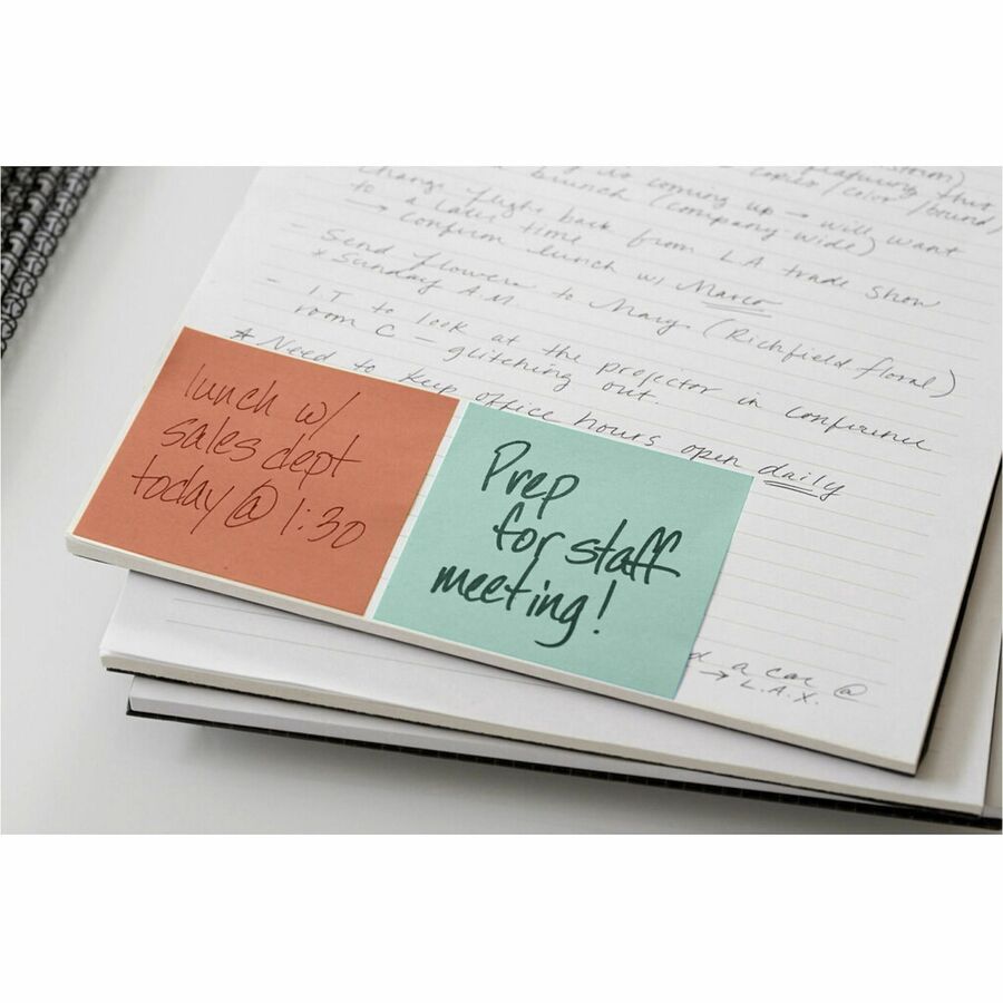 Post-it&reg; Dispenser Notes - 1200 - 3" Flag/Note Width x 3" Flag/Note Length - Square - 100 Sheets per Pad - Unruled - Fresh Mint, Aqua Splash, Sunnyside, Papaya Fizz, Guava - Paper - Pop-up, Self-adhesive, Repositionable - 1 Pack