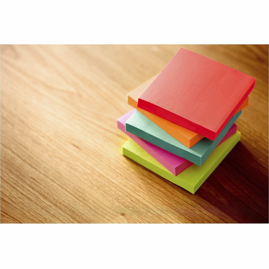 600 - 3" Flag/Note Width x 3" Flag/Note Length - Square - 100 Sheets per Pad - Unruled - Electric Blue, Limeade, Neon Orange, Neon Pink, Concord - Paper - Pop-up, Self-adhesive, Repositionable - Recycled - 1 Pack