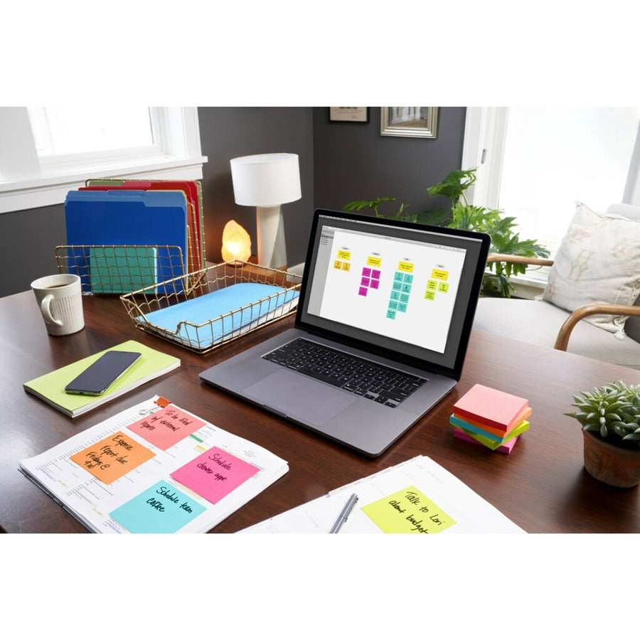 Post-it&reg; Dispenser Notes - 1200 - 3" Flag/Note Width x 3" Flag/Note Length - Square - 100 Sheets per Pad - Unruled - Power Pink, Vital Orange, Acid Lime, Aqua Splash - Paper - Refillable, Pop-up, Self-adhesive, Repositionable - 1 Pack