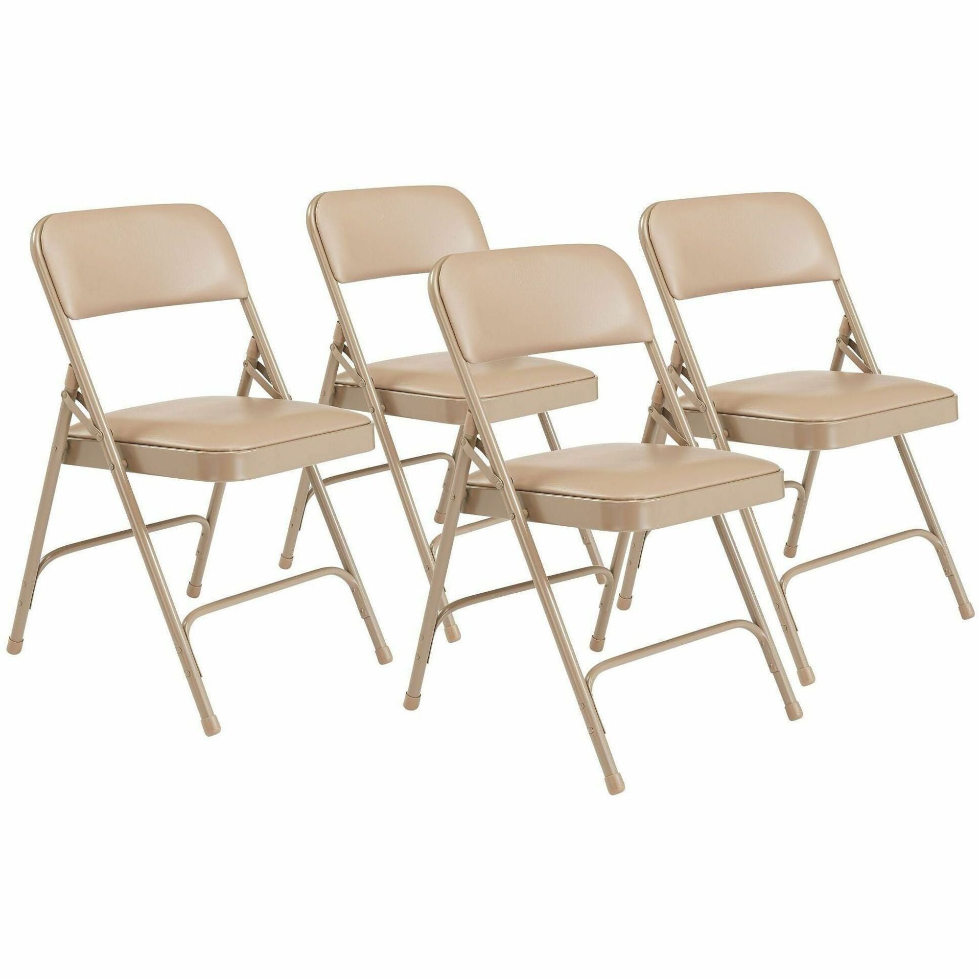 NPS® 1200 Series Premium Vinyl Upholstered Double Hinge Folding Chair, Pack of 4, Surface Color: French Beige, Frame Color: Beige