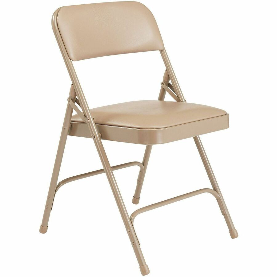 NPS® 1200 Series Premium Vinyl Upholstered Double Hinge Folding Chair, Pack of 4, Surface Color: French Beige, Frame Color: Beige