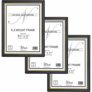 Holds 8.50" x 11" Insert - Horizontal, Vertical - Plastic - Black - 3 / Pack