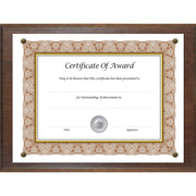 13" x 10.50" Frame Size - Holds 11" x 8.50" Insert - Horizontal, Vertical - Beveled Edge, Pre-drilled Holes - Walnut - 1 Each