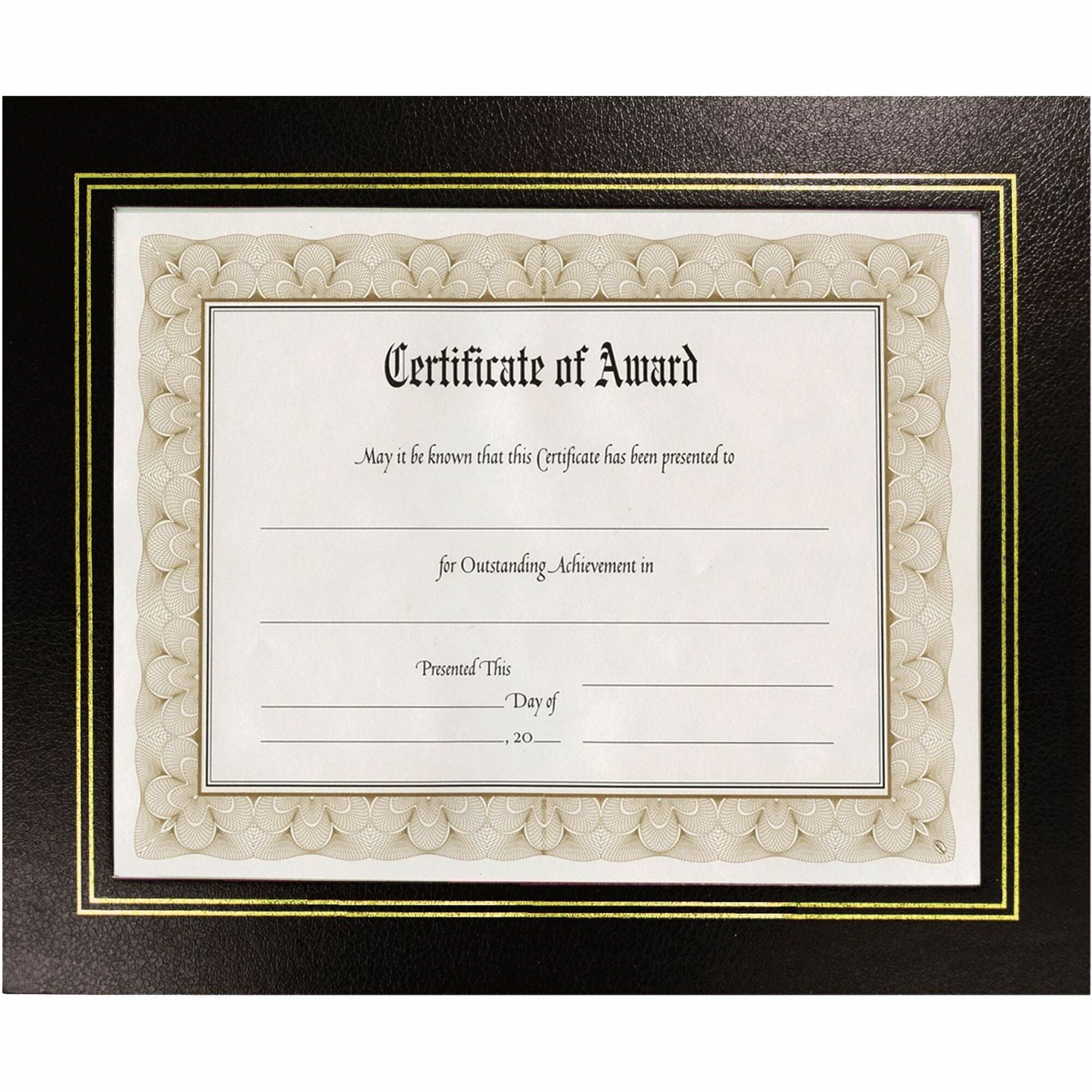 Golite nu-dell Flat Document Frames - Holds 11" x 8.50" Insert - Desktop - Horizontal, Vertical - Easel Back, Hanger - Leatherette - Black - 2 / Pack