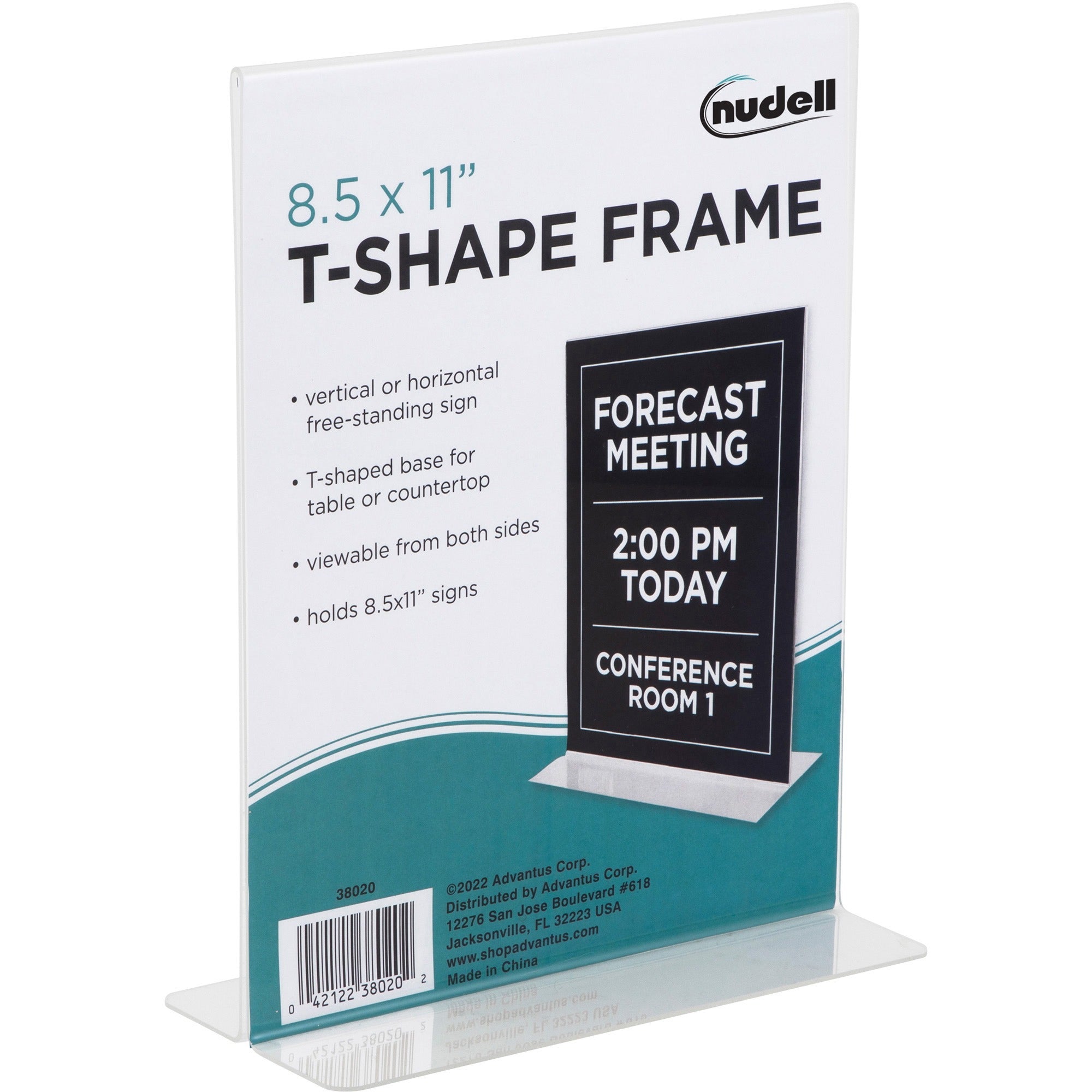 Golite nu-dell Sign Holder - Holds 8.50" x 11" Insert - Vertical - Plastic - Clear - 1 Each