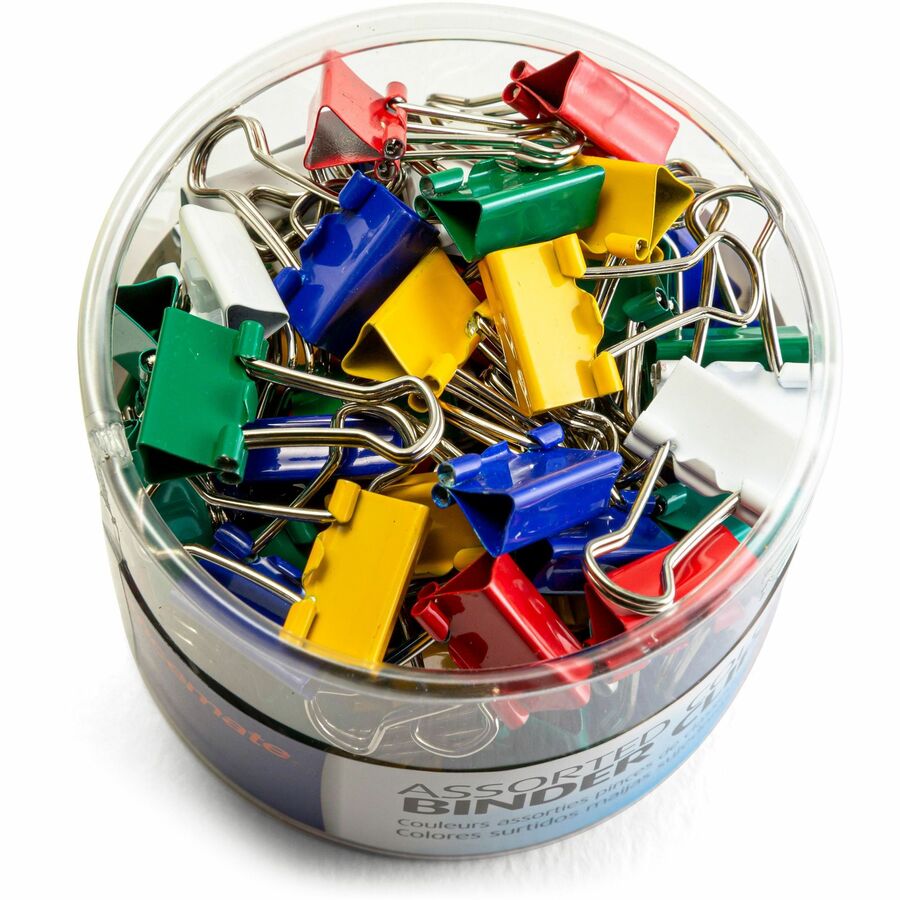 Officemate Binder Clips - Mini - 0.25" Size Capacity - Assorted - Metal - 1 Pack