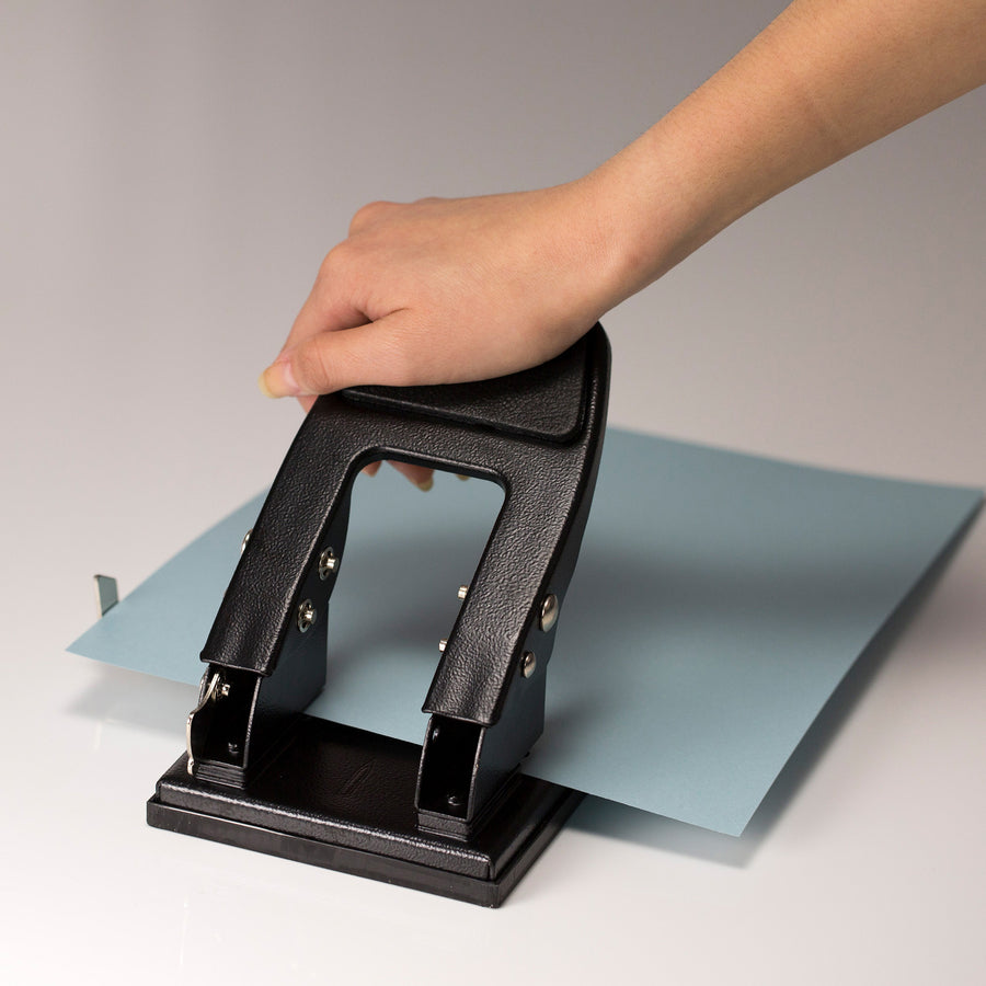 2 Punch Head(s) - 50 Sheet of 20lb Paper - 1/4" Punch Size - Steel - 6.8" Width x 5" Height - Black