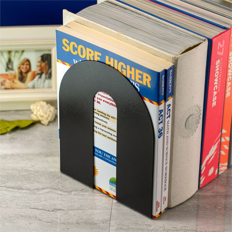 10" Height - Desktop - Non-skid Base, Chip Resistant, Non-slip, Scratch Resistant - Enamel - Black - Steel - 1 Pair