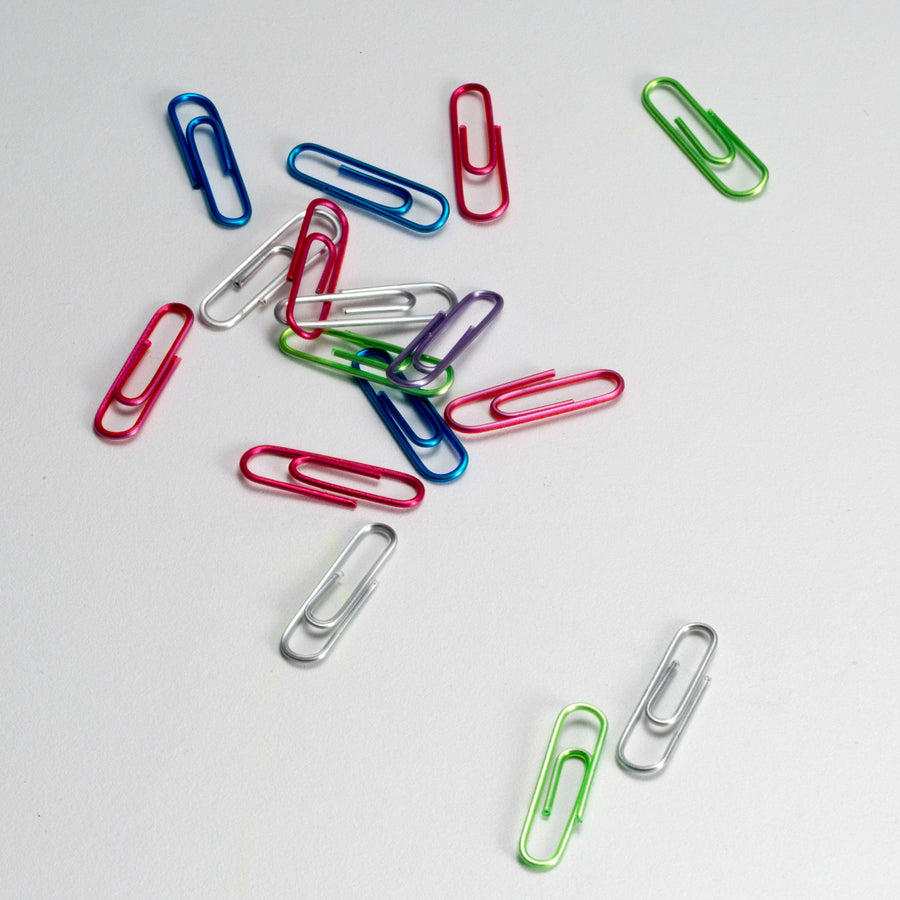 Officemate Translucent Vinyl Paper Clips - No. 2 - Blue, Purple, Green, Red, Silver - Vinyl - 600 / Pack