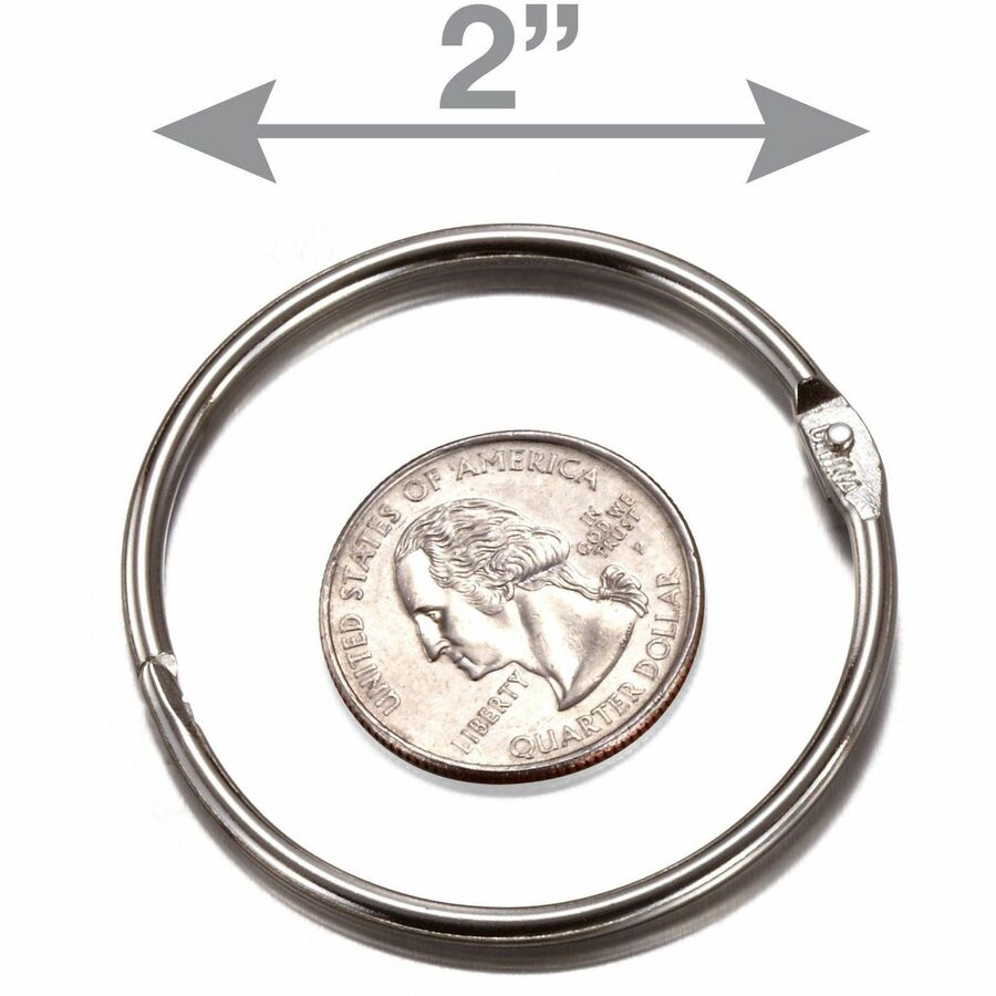 Officemate Loose-Leaf Book Rings - 2" Diameter - Silver - Metal - 50 / Box
