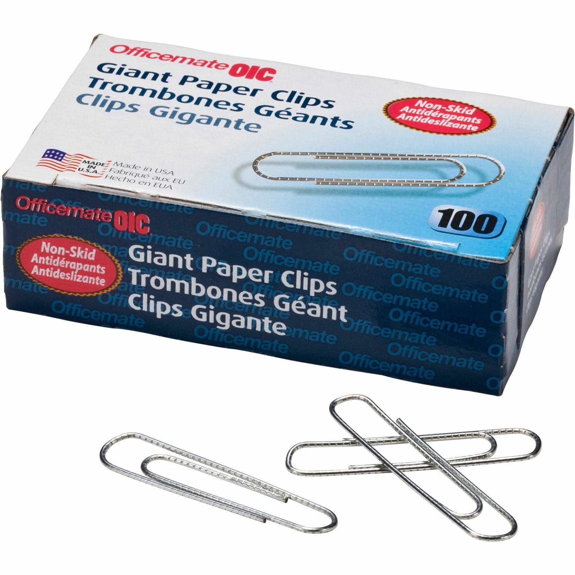 Paper Clips, Giant Non-Skid Gem, 100 Per Box, 10 Boxes