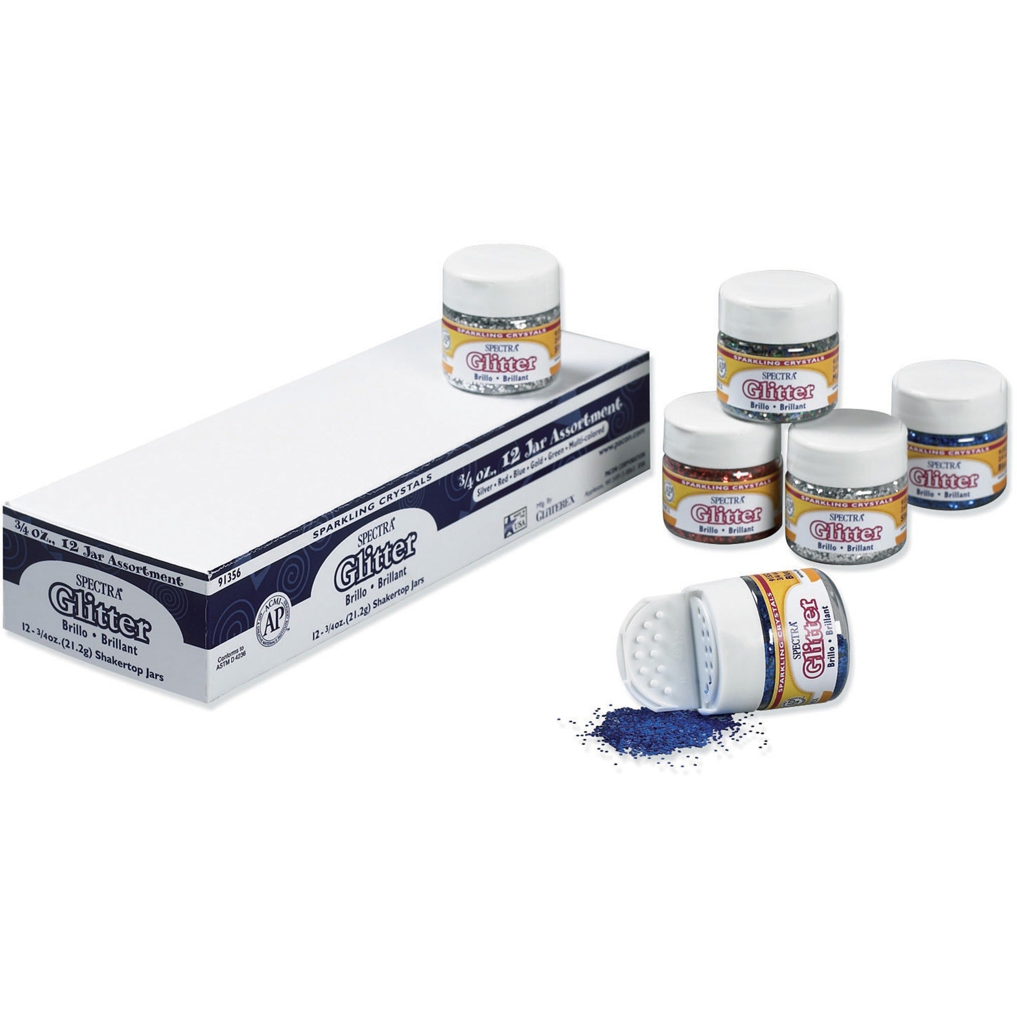 Spectra Glitter Sparkling Crystals - 5 Color(s) - Assorted - 0.75 oz - 1 Set