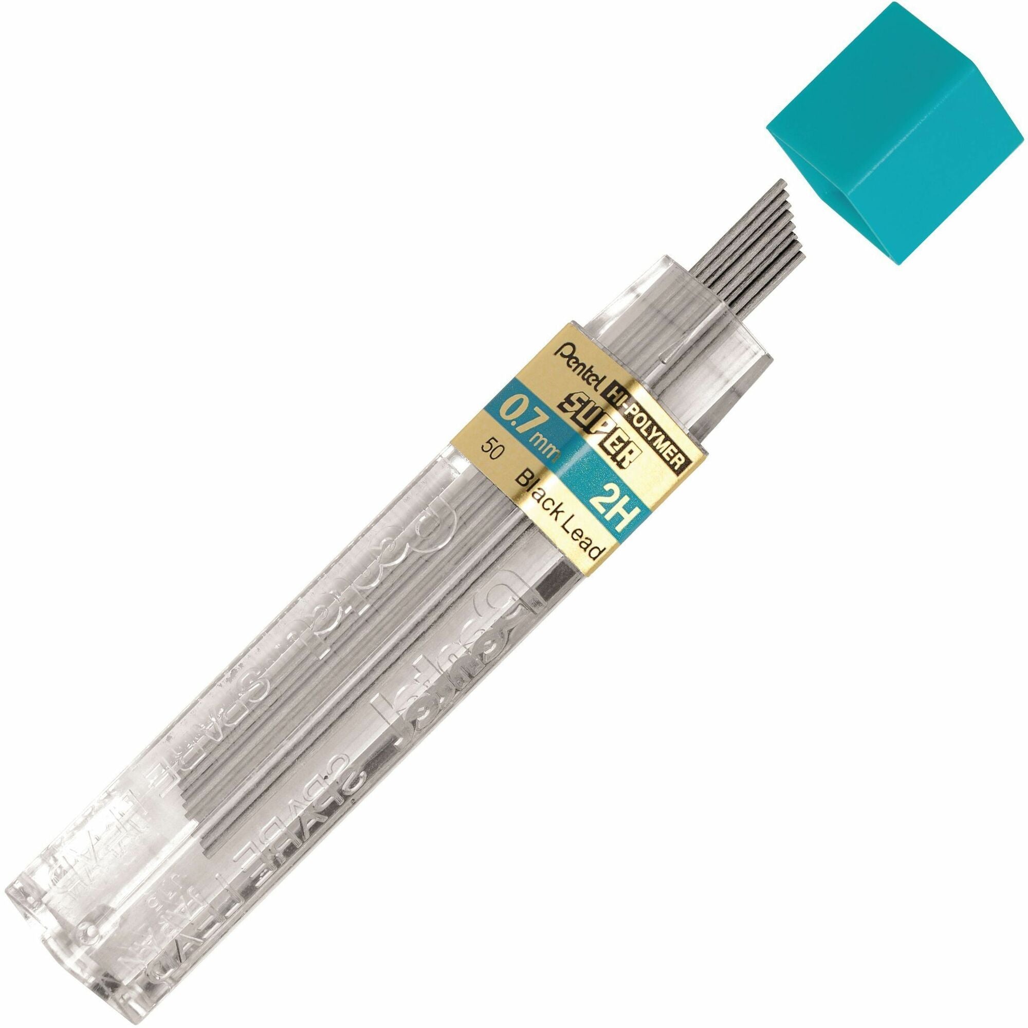 Pentel Super Hi-Polymer Lead Refills for Mechanical Pencils, 12 Leads Per Tube, 2H Grade, Light Hard Lead for Detailing, 0.7mm Medium Point