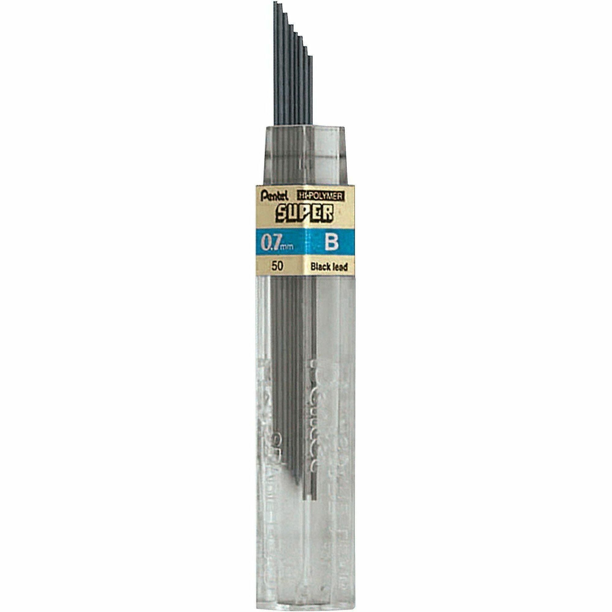Pentel Super Hi-Polymer Lead Refills for Mechanical Pencils, 12 Leads Per Tube, B Grade, Dark Soft Lead For Sketching, 0.7mm Medium Point