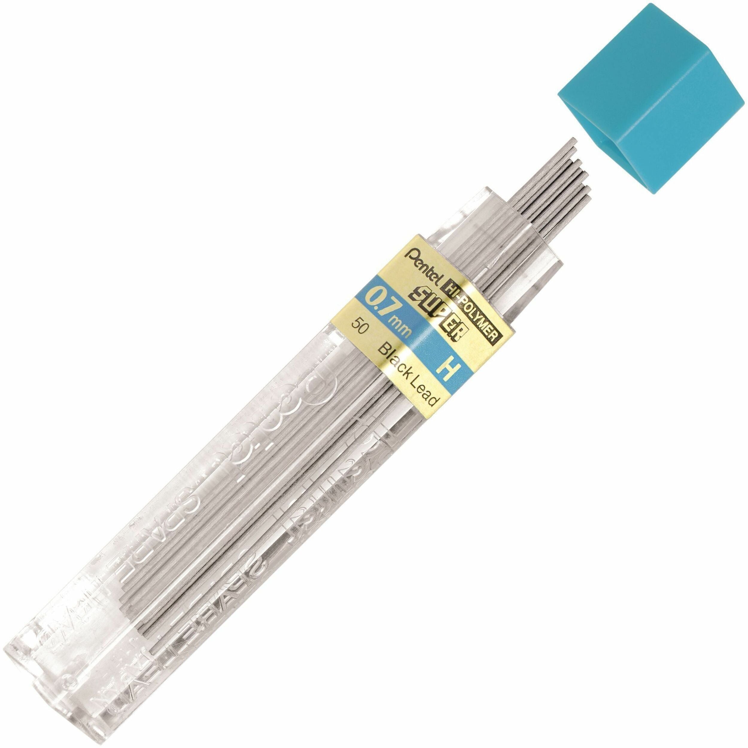 Pentel Super Hi-Polymer Leads - 0.7 mm , Medium Point - H - Black Lead - 12 / Tube