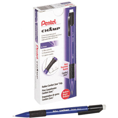 Pentel Champ Mechanical Pencils - 0.7 mm Lead - #2 - Refillable - Blue Barrel - 1 Dozen