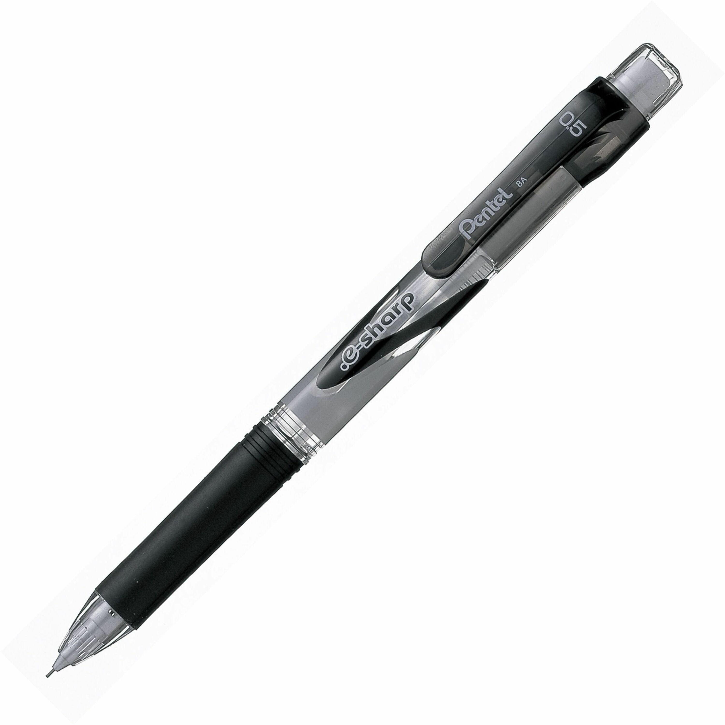 Pentel E-Sharp Mechanical Pencils - 0.5 mm Lead - #2 - Refillable - Black Barrel - 1 Dozen