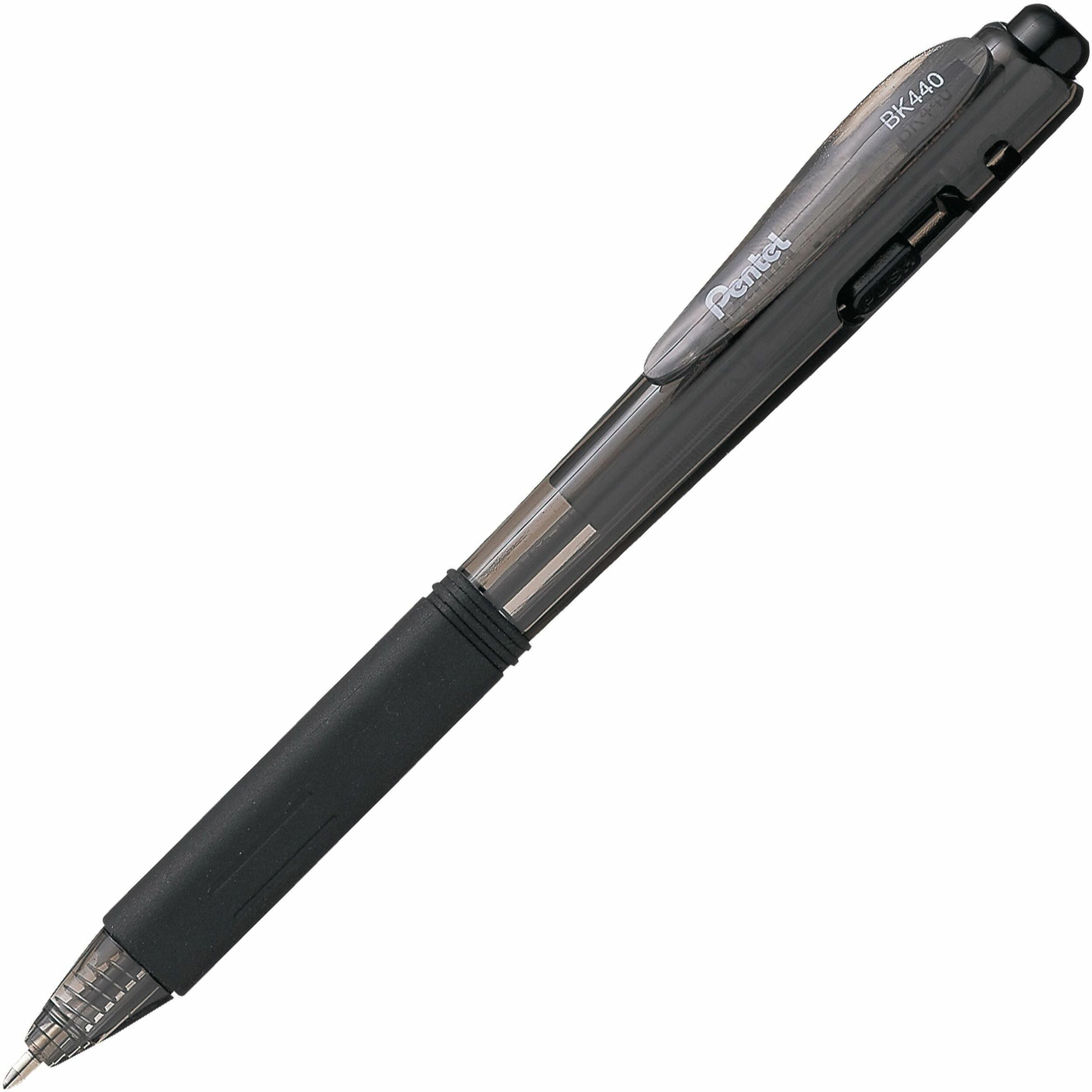 Pentel WOW! Retractable Ballpoint Pens - 1 mm Medium Pen Point - Retractable - Black Ink - Black Barrel - 1 Dozen