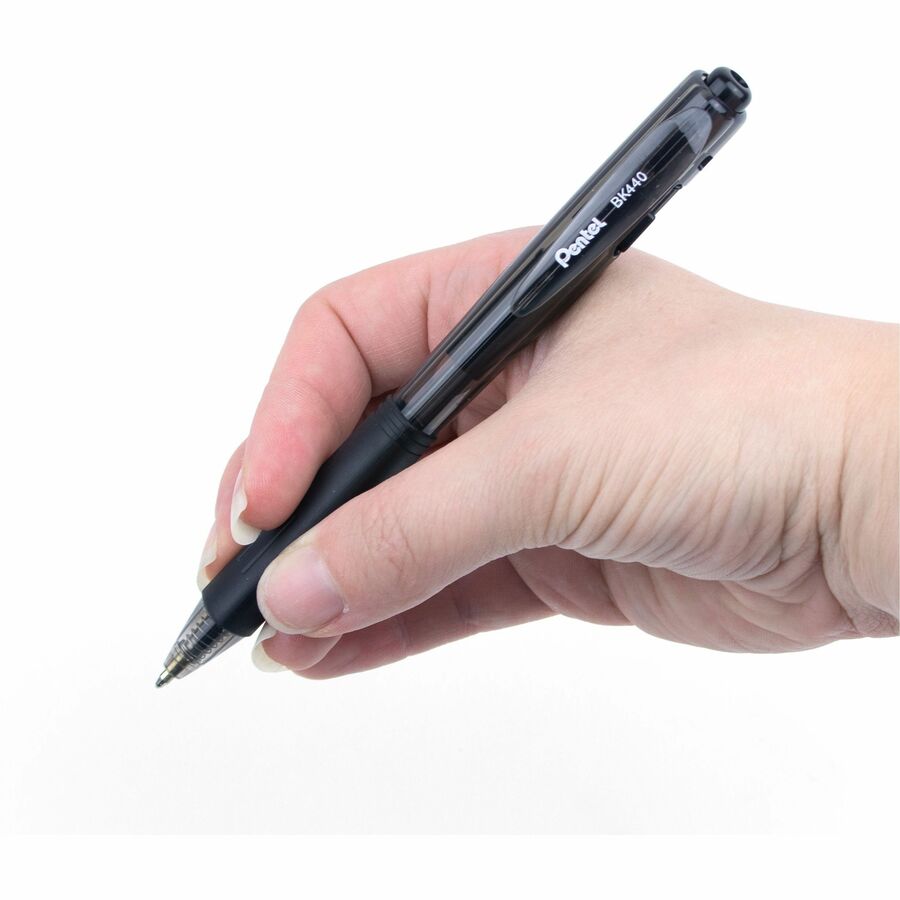 Pentel WOW! Retractable Ballpoint Pens - 1 mm Medium Pen Point - Retractable - Black Ink - Black Barrel - 1 Dozen