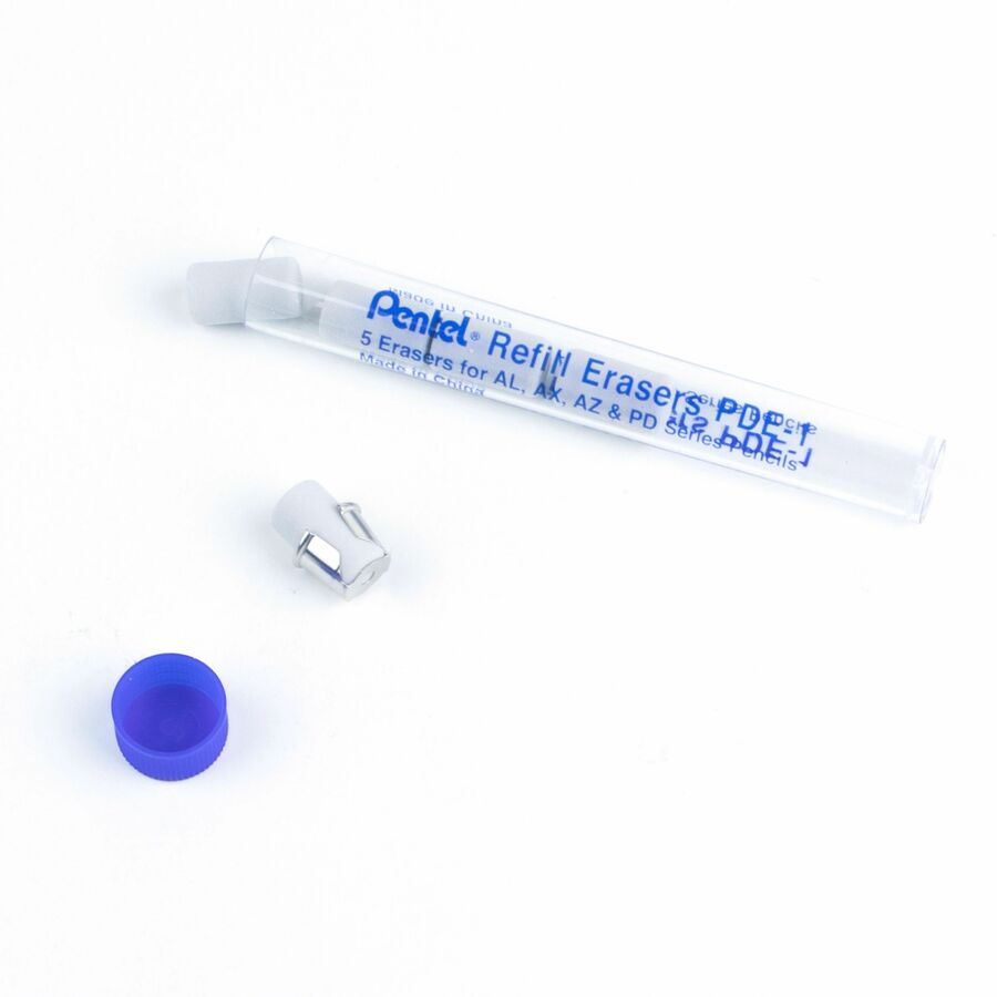 Refill Pentel Eraser for Fiesta (AL), .E-Sharp (AZ) and TechniClick (PD) Mechanical Pencils, 5 Piece per tube, PDE-1, Box of 12