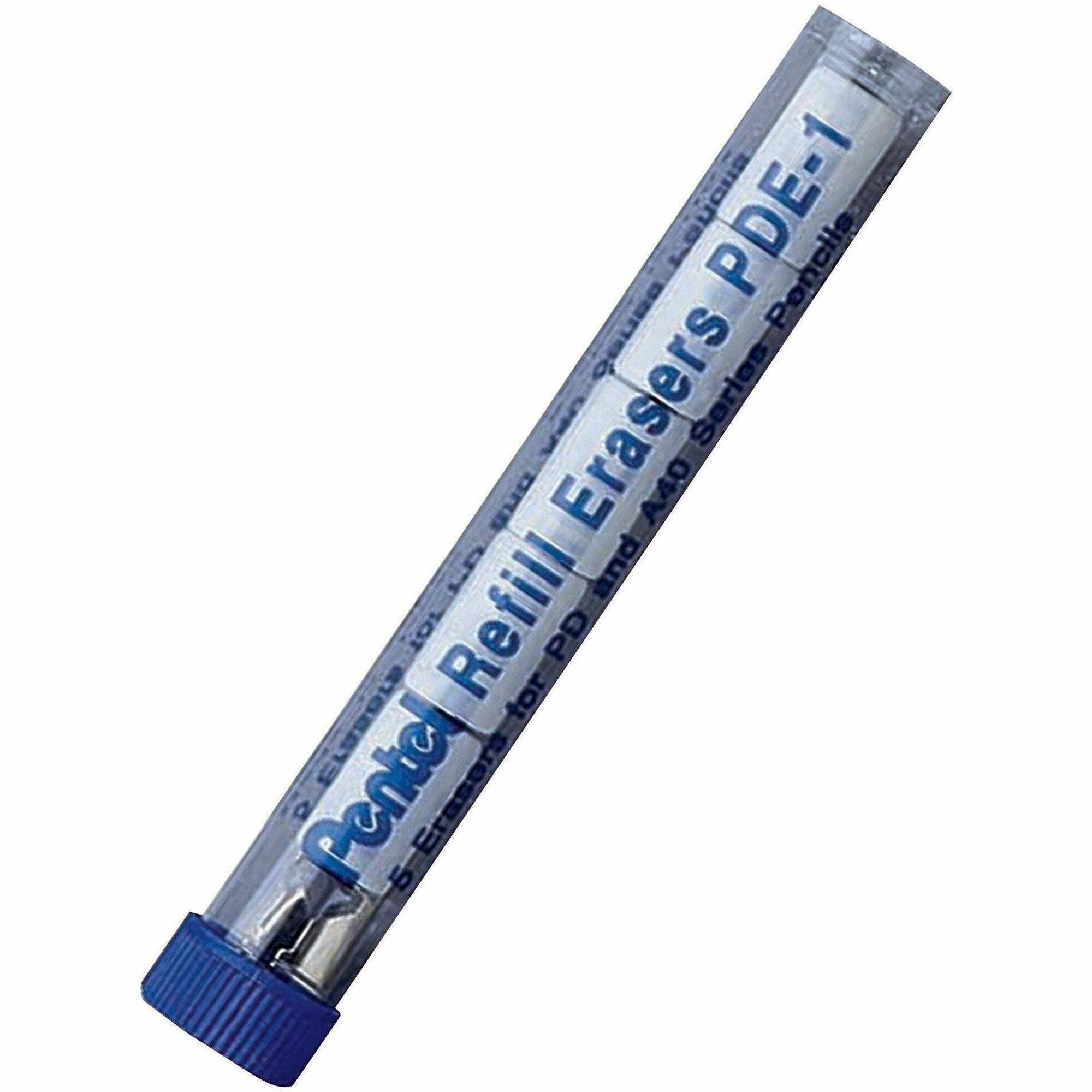Refill Pentel Eraser for Fiesta (AL), .E-Sharp (AZ) and TechniClick (PD) Mechanical Pencils, 5 Piece per tube, PDE-1, Box of 12