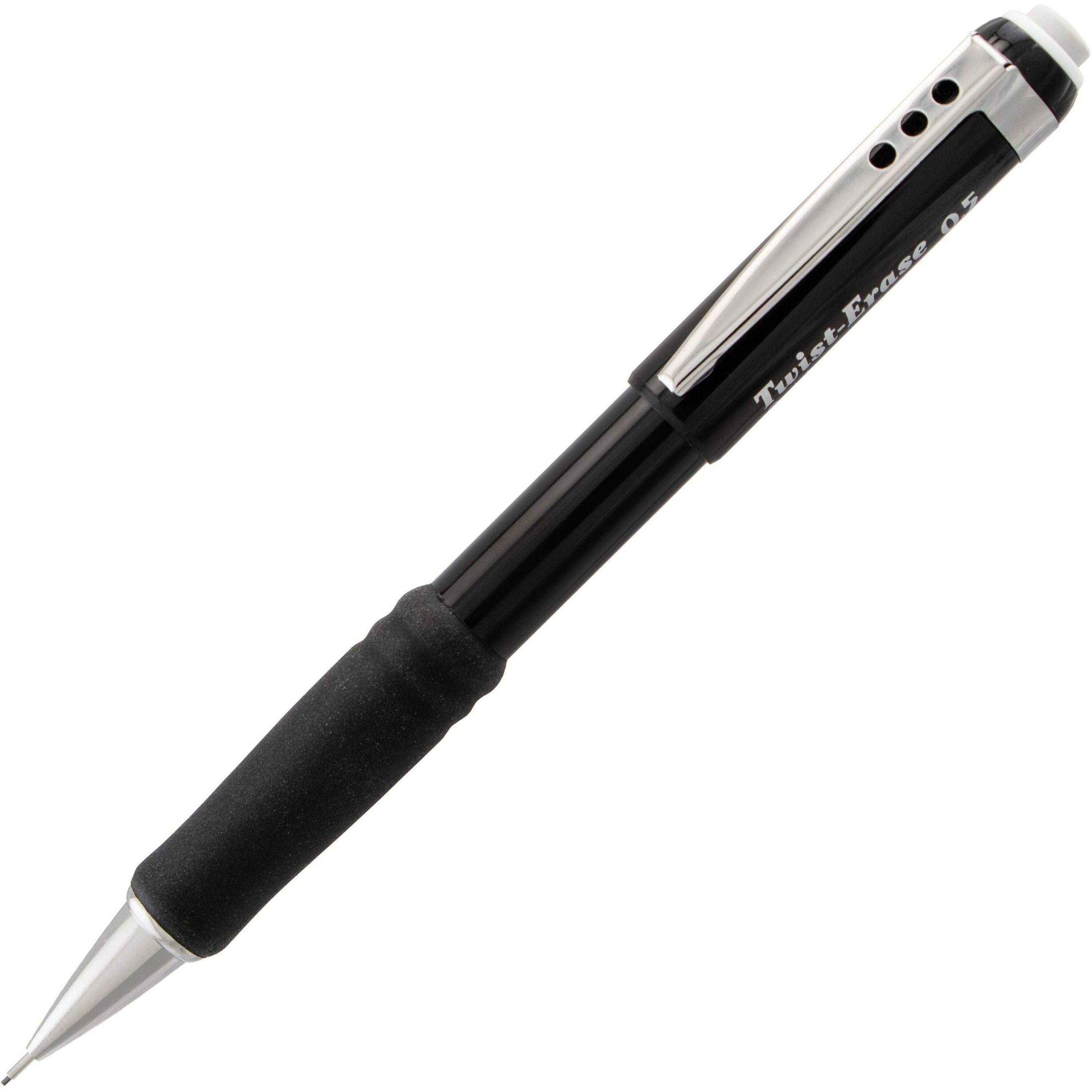 Pentel Twist-Erase III Mechanical Pencil - 0.5 mm Lead - HB - Refillable - Black Barrel - 1 Each